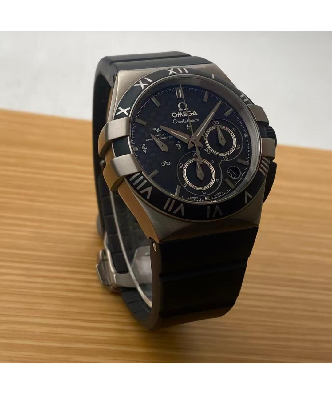 OMEGA Черные часы, фото 9
