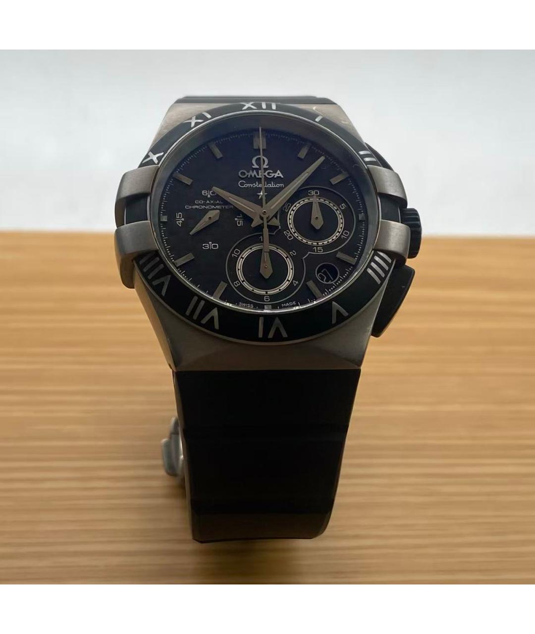 OMEGA Черные часы, фото 2
