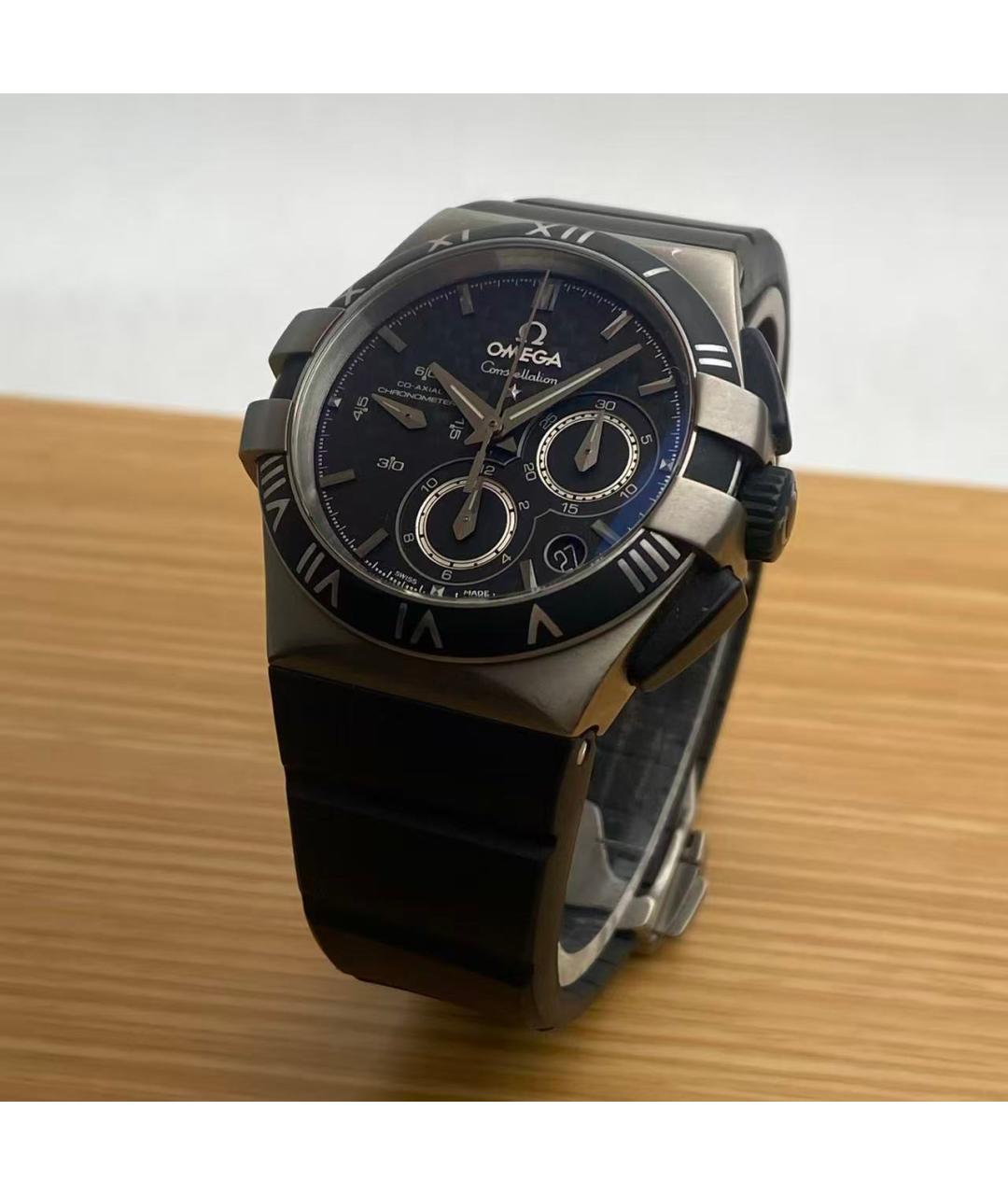 OMEGA Черные часы, фото 3