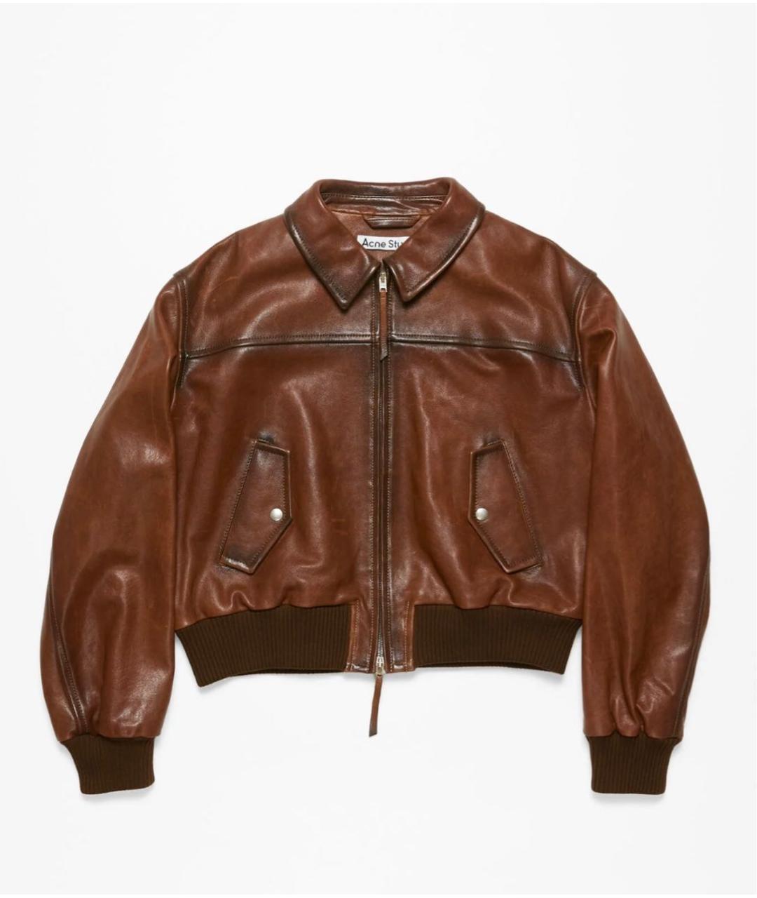 ACNE STUDIOS Коричневая кожаная куртка, фото 7