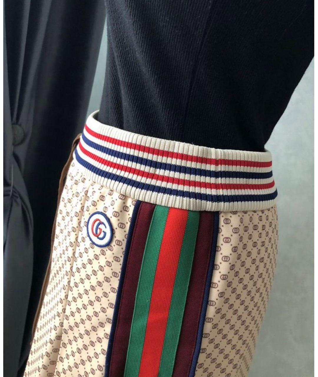 GUCCI Бежевая хлопко-эластановая юбка миди, фото 5