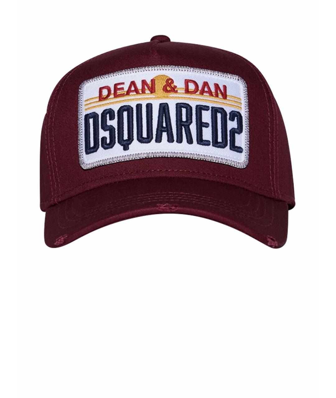 DSQUARED2 Бордовая хлопковая кепка/бейсболка, фото 1