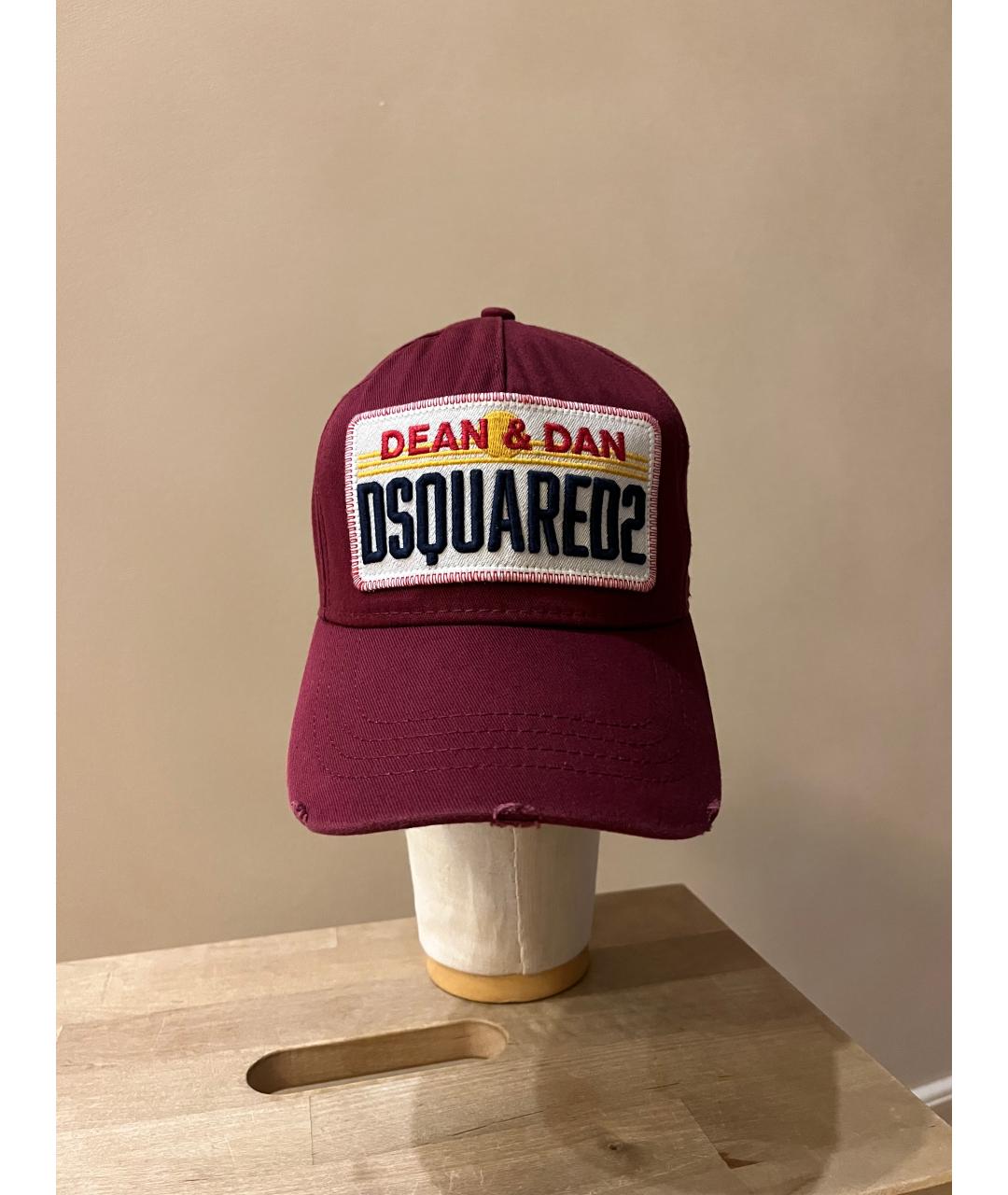 DSQUARED2 Бордовая хлопковая кепка/бейсболка, фото 2