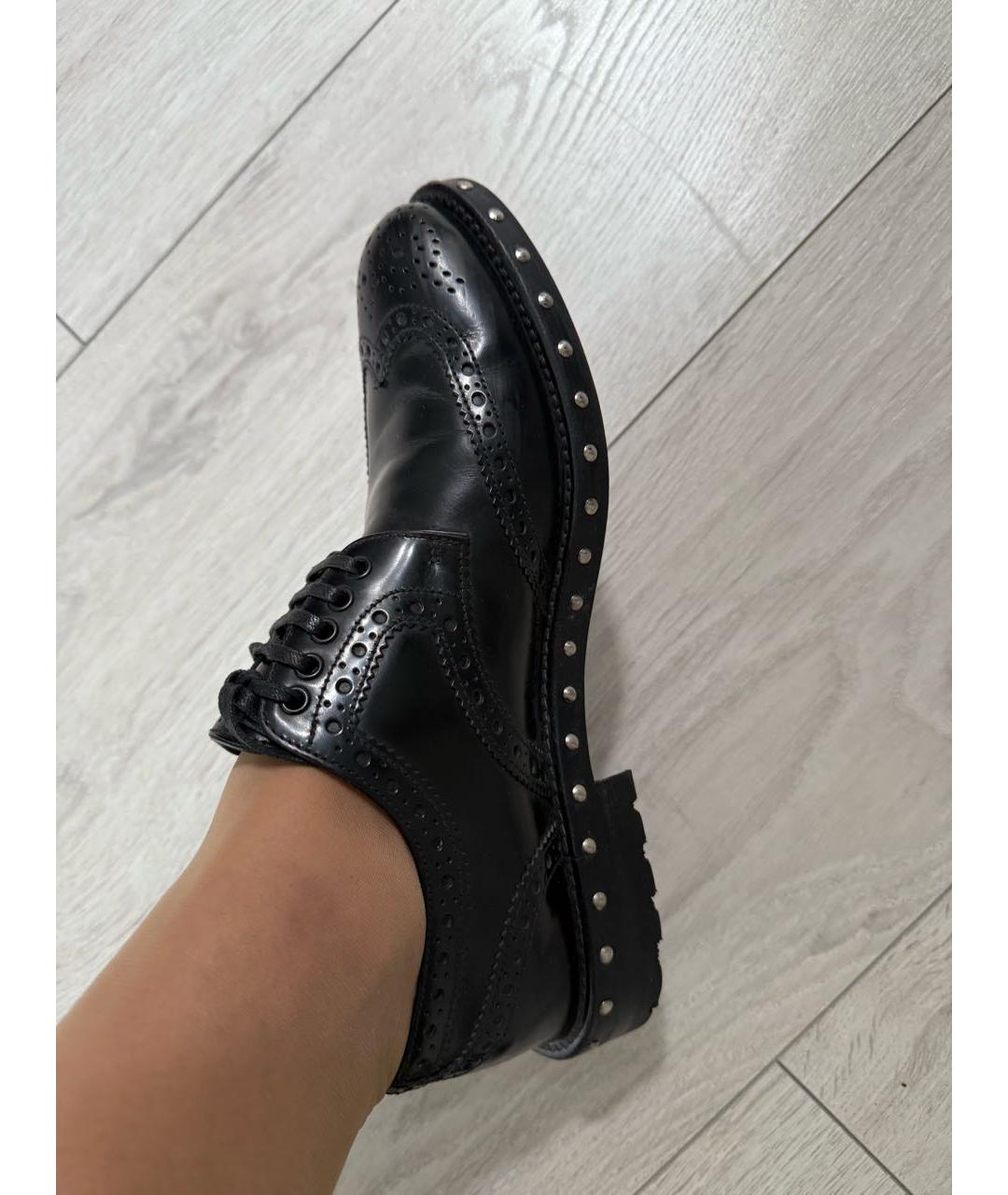 DOLCE&GABBANA Черные кожаные брогги и оксфорды, фото 5
