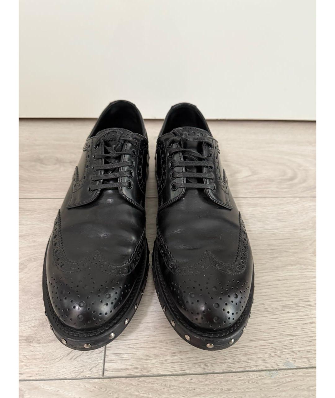 DOLCE&GABBANA Черные кожаные брогги и оксфорды, фото 2