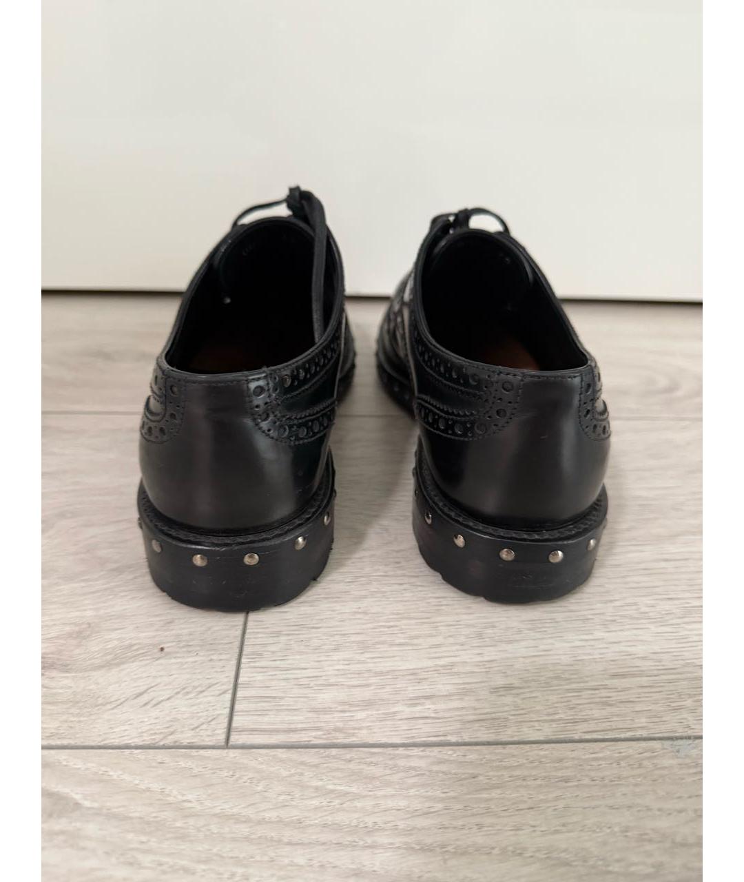DOLCE&GABBANA Черные кожаные брогги и оксфорды, фото 4