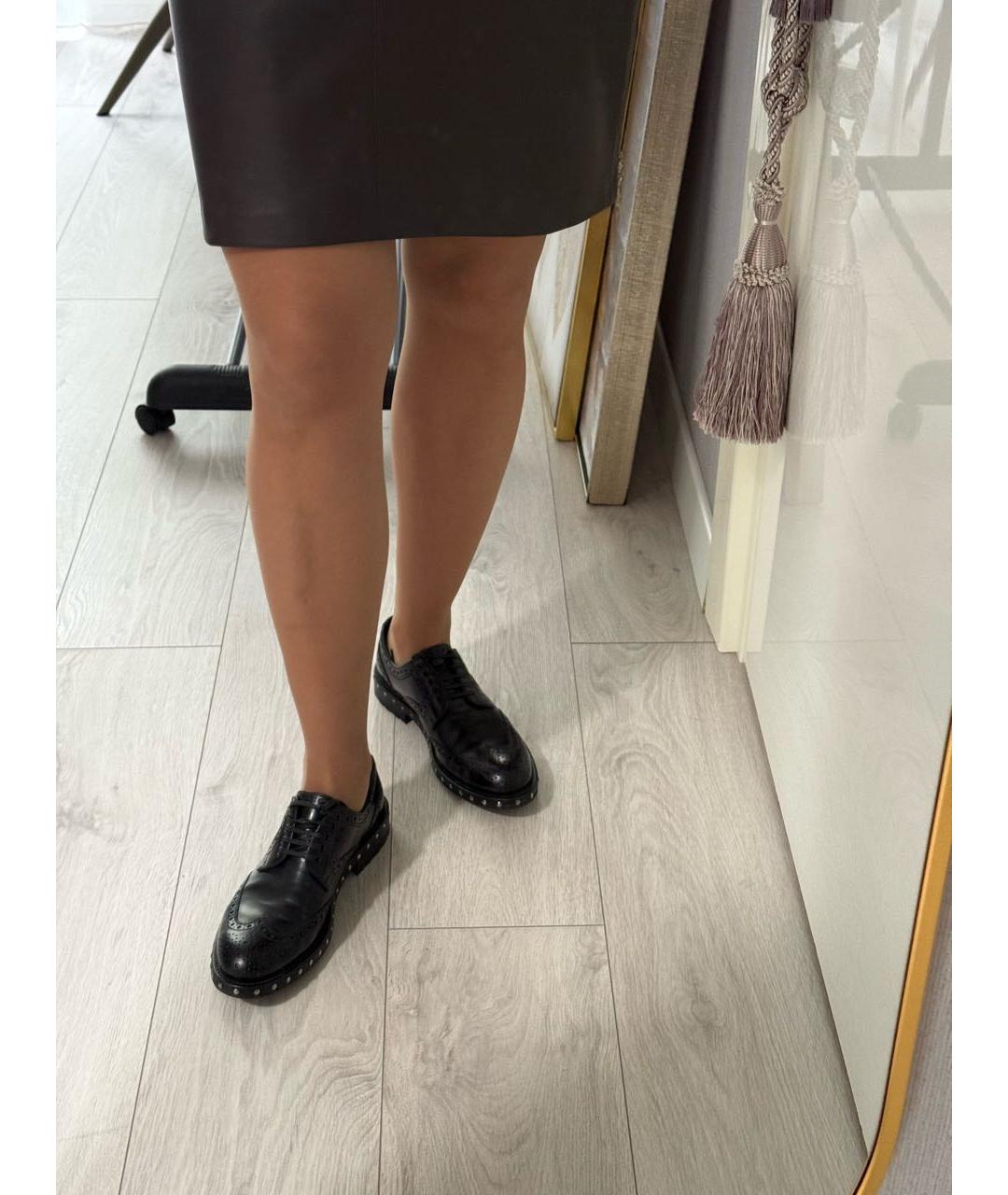 DOLCE&GABBANA Черные кожаные брогги и оксфорды, фото 8
