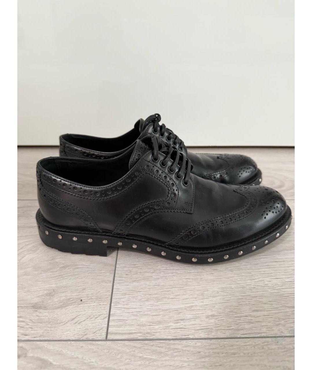 DOLCE&GABBANA Черные кожаные брогги и оксфорды, фото 9