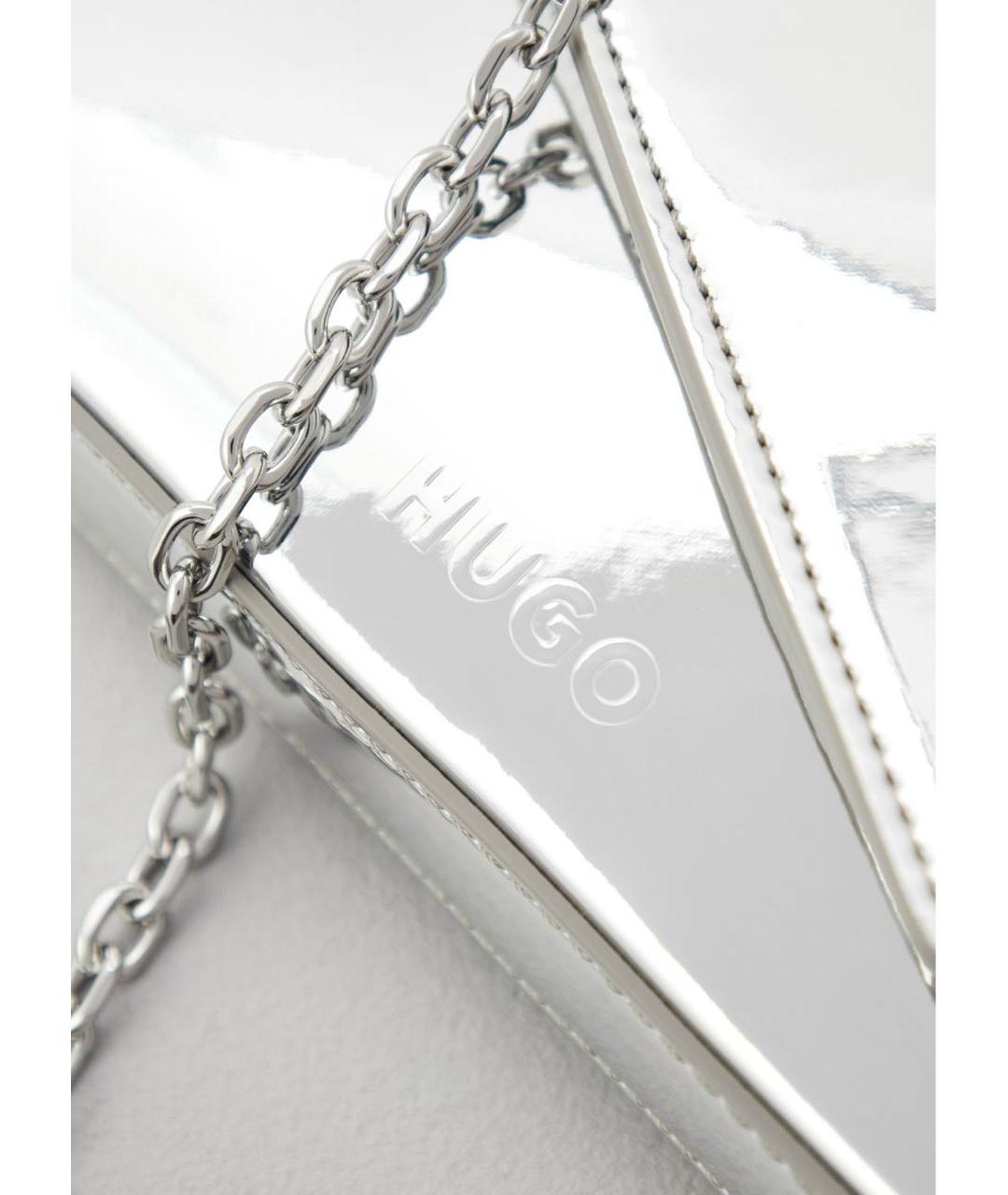 HUGO Серебряная сумка через плечо из искусственной кожи, фото 4