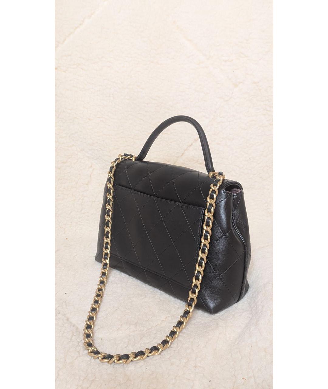 CHANEL Черная кожаная сумка с короткими ручками, фото 4