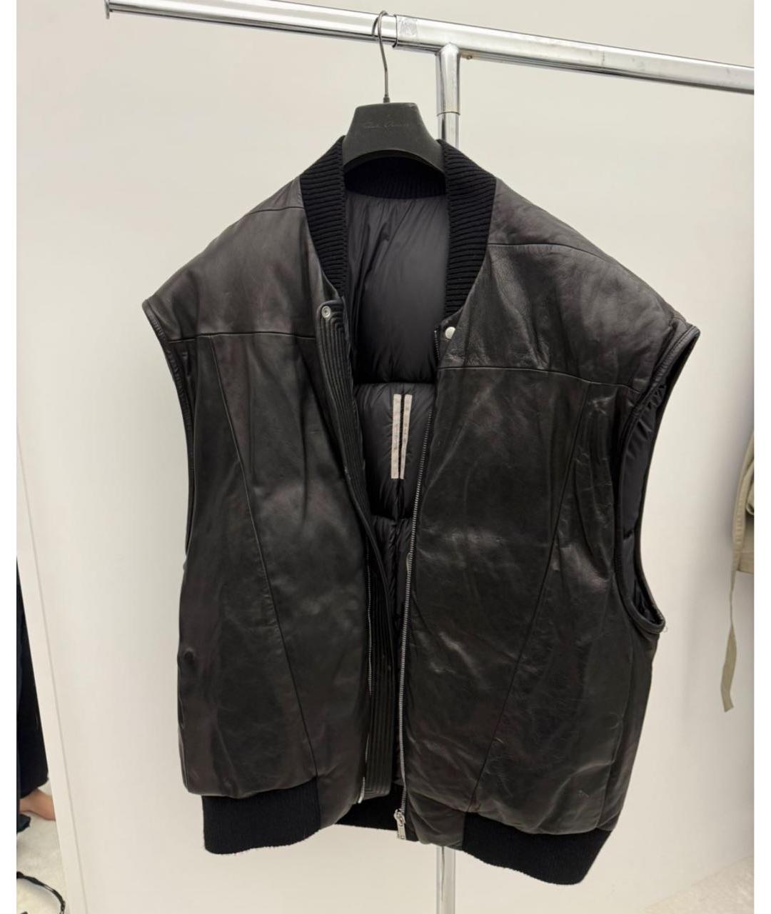 RICK OWENS Черный кожаный жилет, фото 5