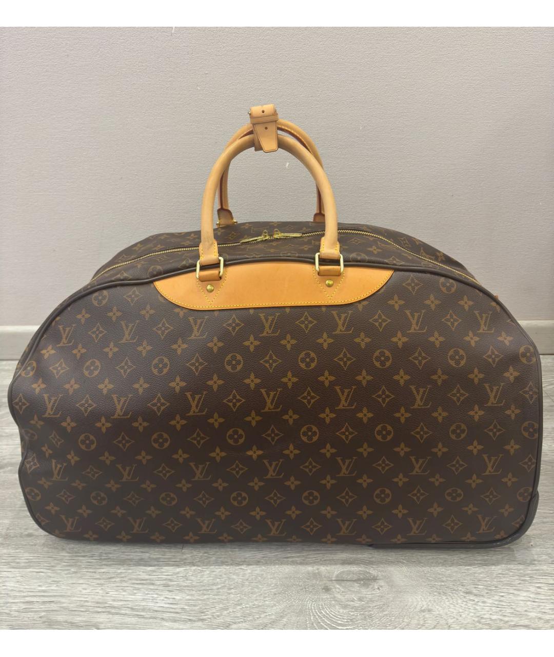 LOUIS VUITTON Коричневый кожаный чемодан, фото 3
