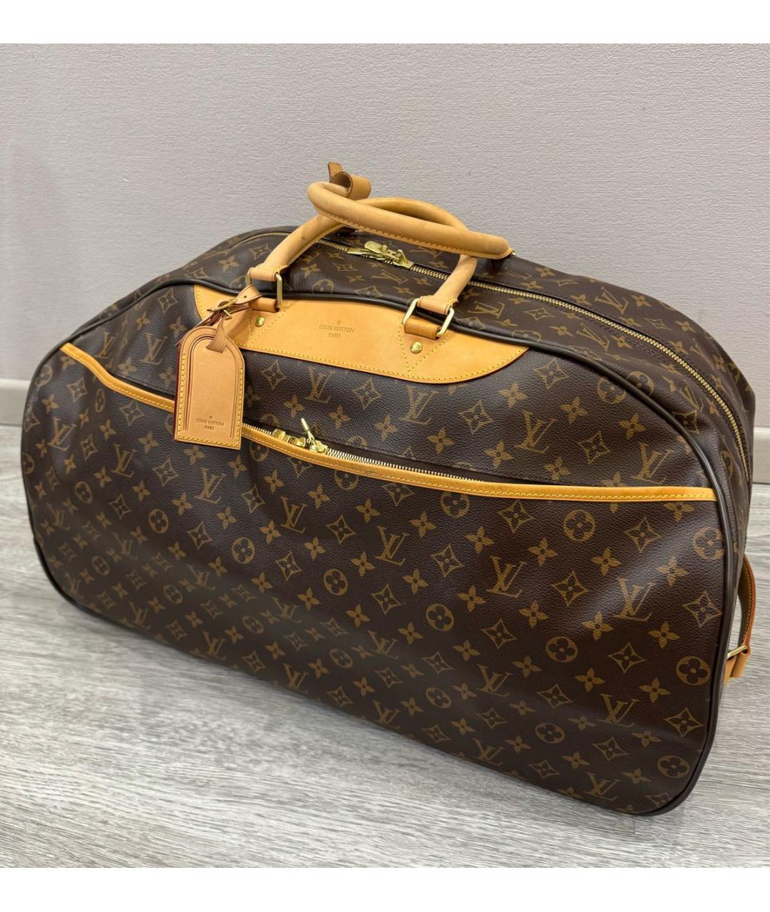 LOUIS VUITTON Коричневый кожаный чемодан, фото 8