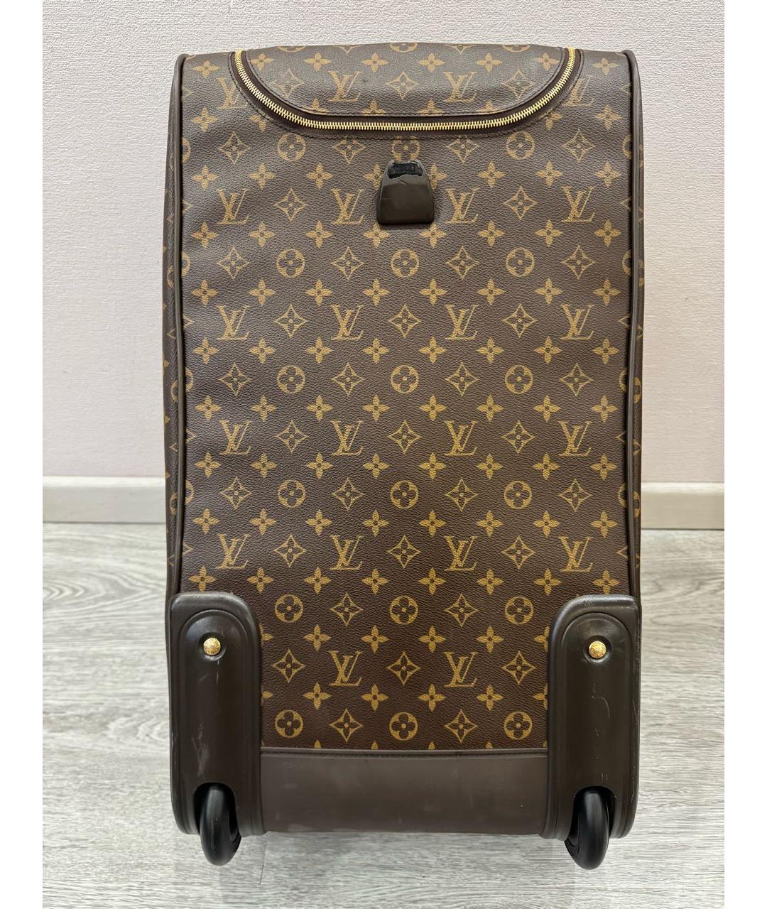 LOUIS VUITTON Коричневый кожаный чемодан, фото 7
