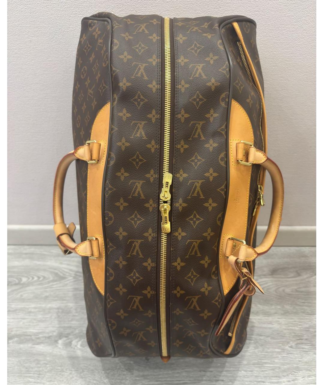 LOUIS VUITTON Коричневый кожаный чемодан, фото 4
