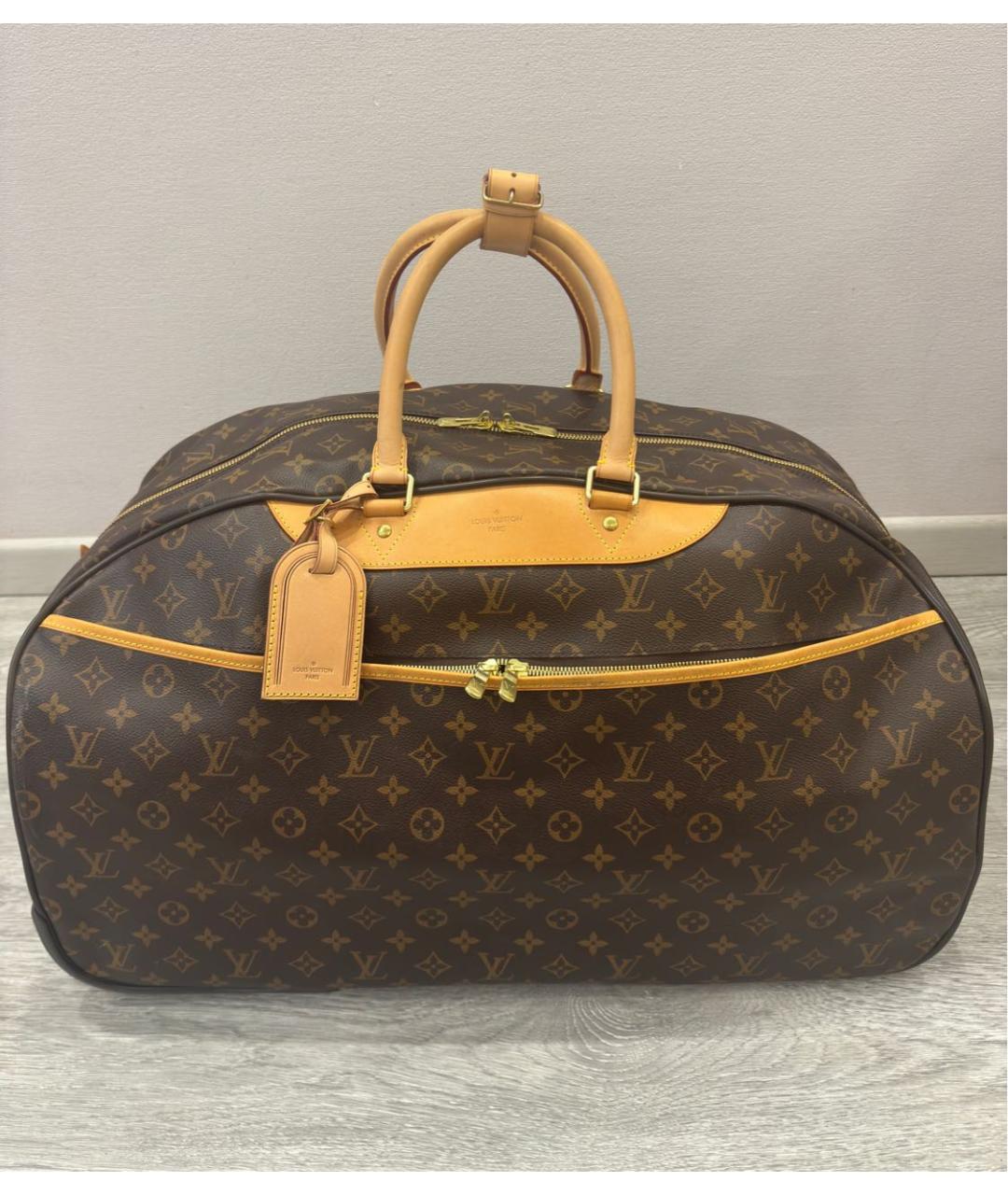 LOUIS VUITTON Коричневый кожаный чемодан, фото 2