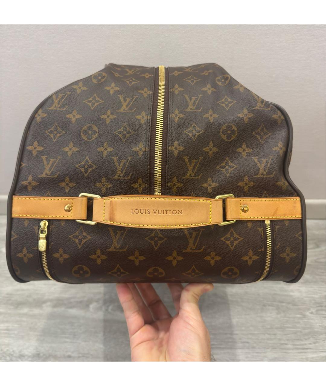 LOUIS VUITTON Коричневый кожаный чемодан, фото 5