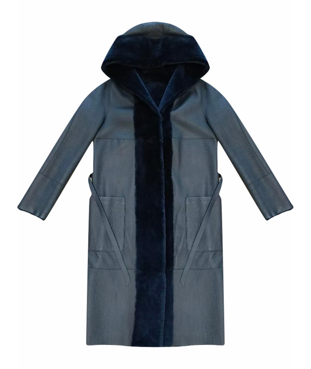 LORO PIANA Темно-синяя шерстяная дубленка, фото 1