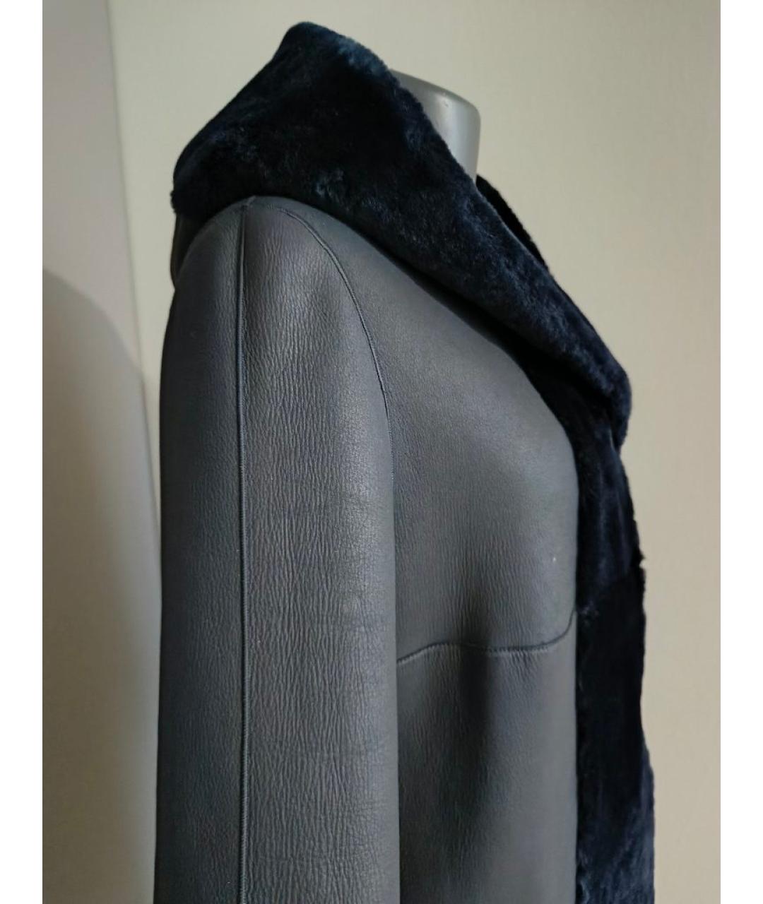LORO PIANA Темно-синяя шерстяная дубленка, фото 9