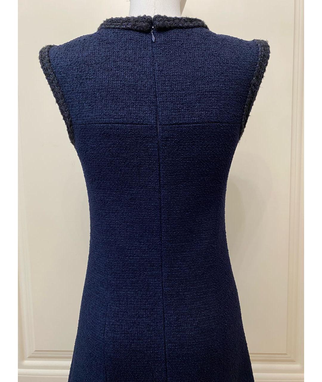 CHANEL Темно-синее твидовое повседневное платье, фото 5