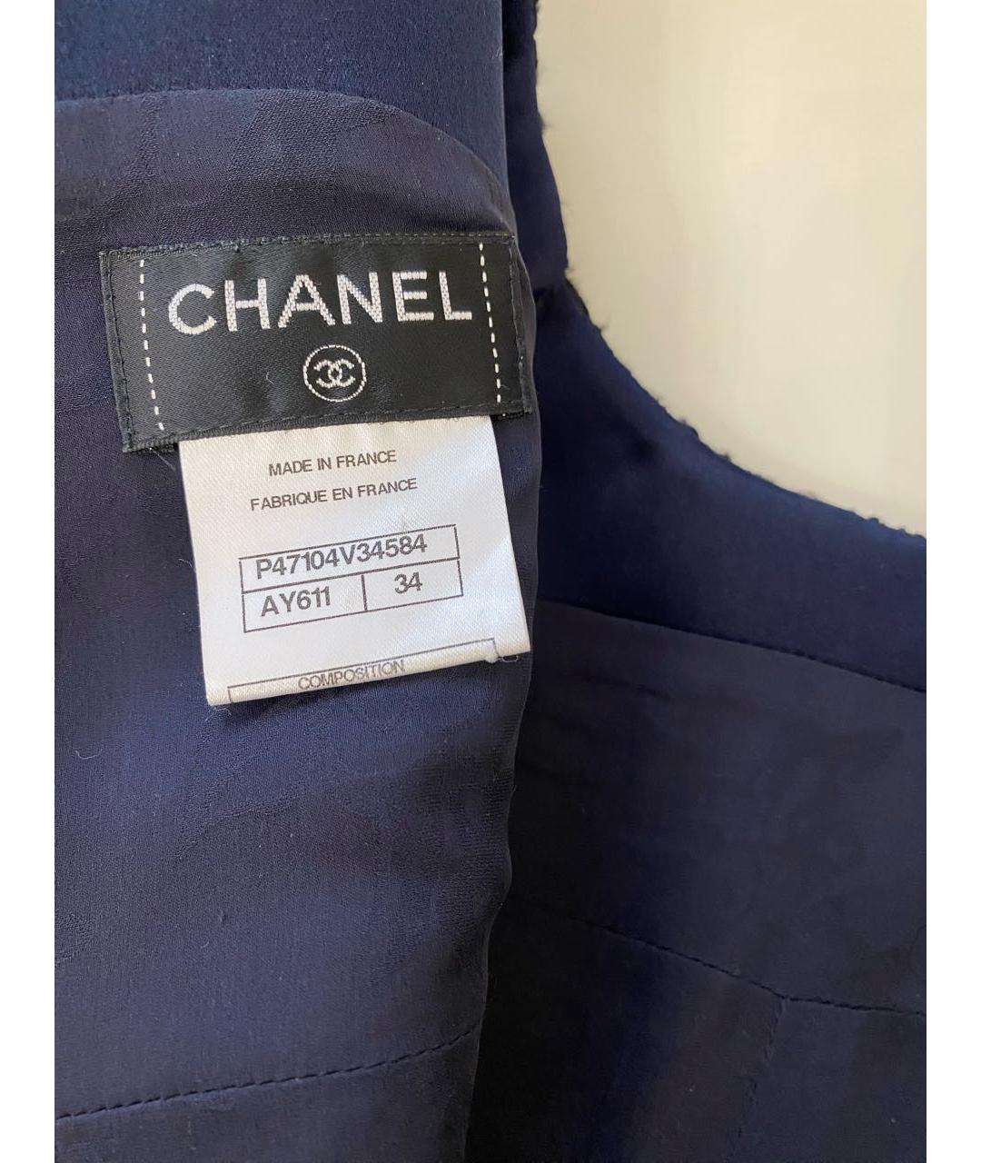 CHANEL Темно-синее твидовое повседневное платье, фото 6