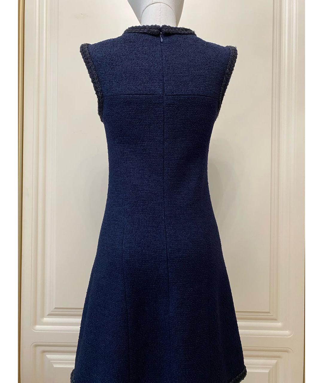 CHANEL Темно-синее твидовое повседневное платье, фото 4