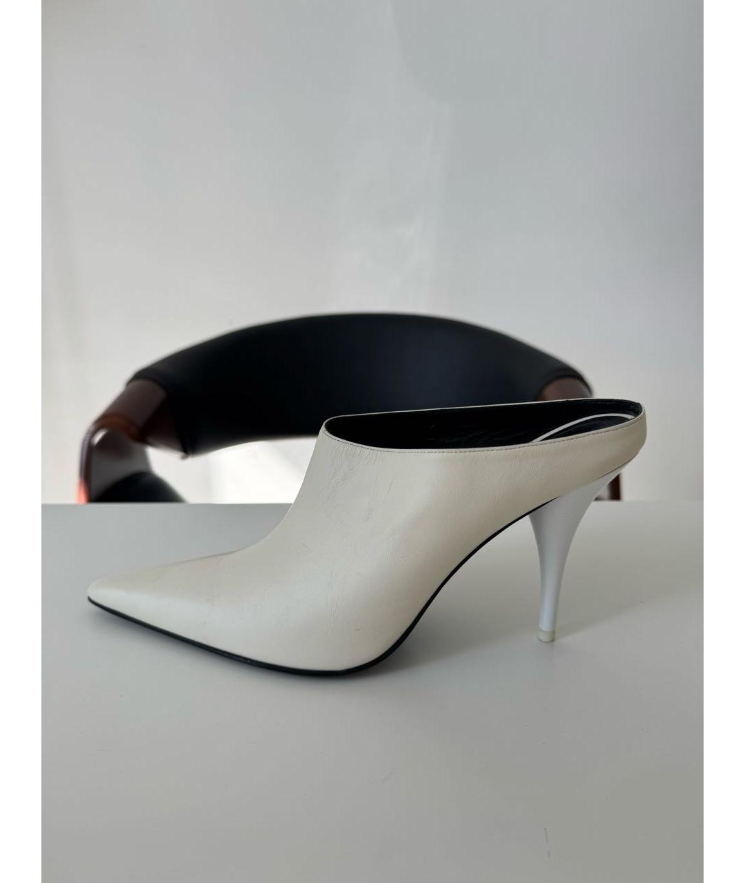 CELINE Белые кожаные сабо, фото 6