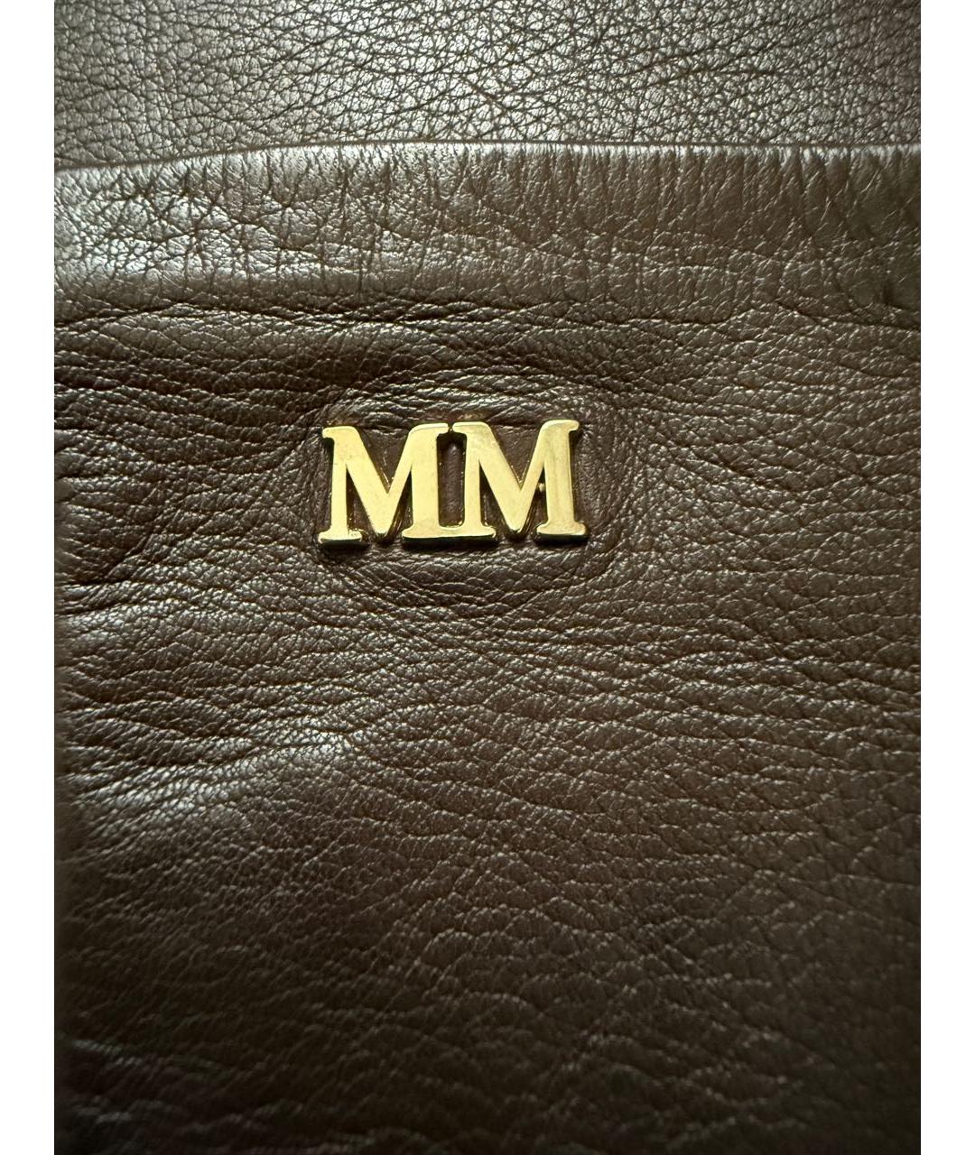 'S MAX MARA Коричневые кожаные перчатки, фото 3