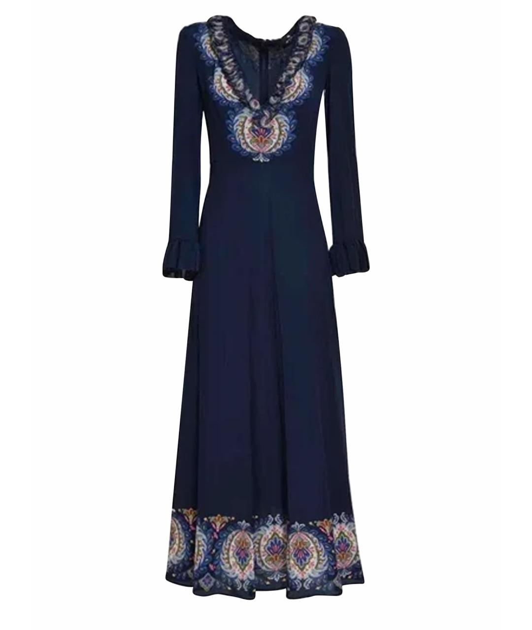 ETRO Темно-синее шелковое коктейльное платье, фото 1