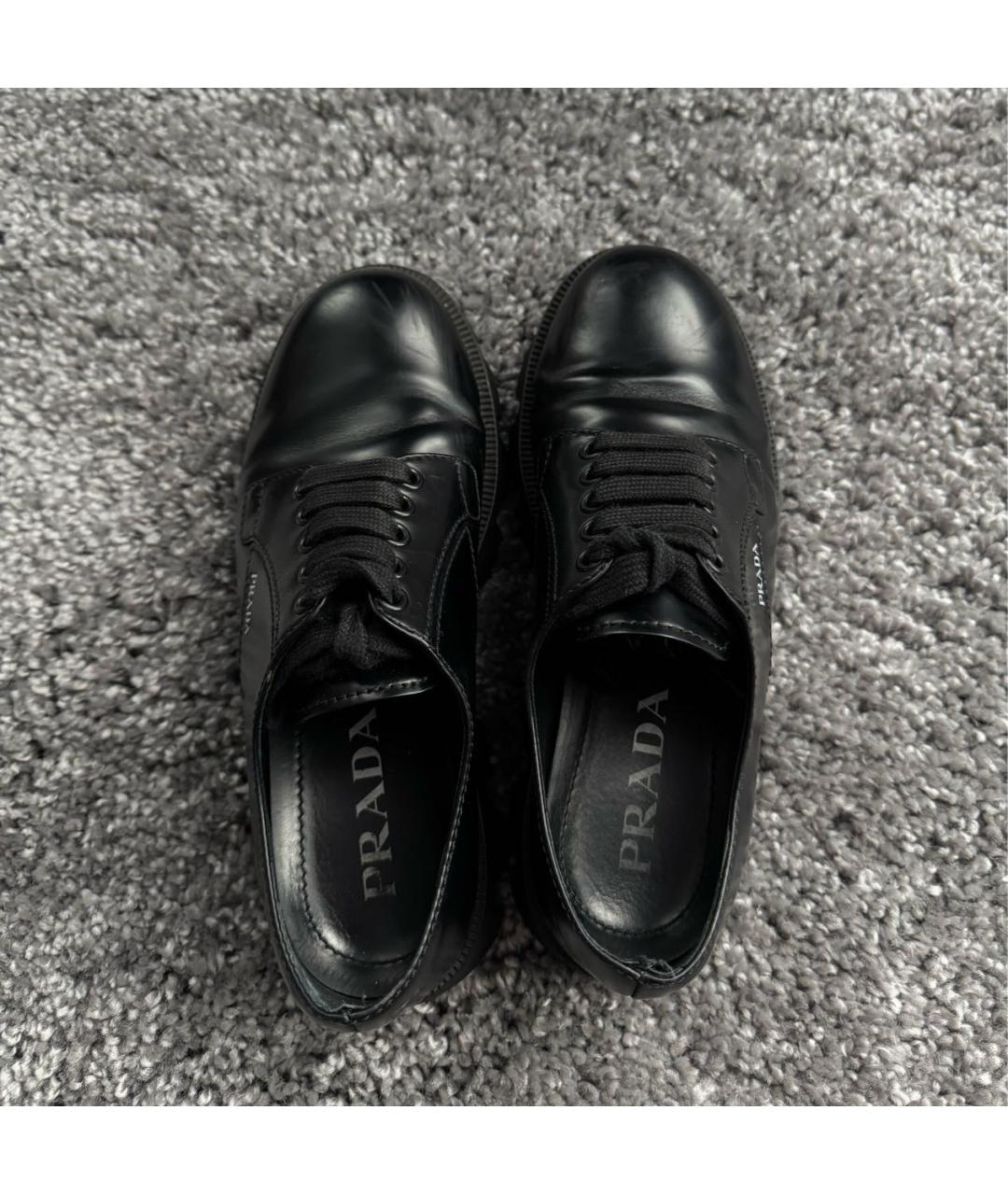 PRADA Черные кожаные брогги и оксфорды, фото 3