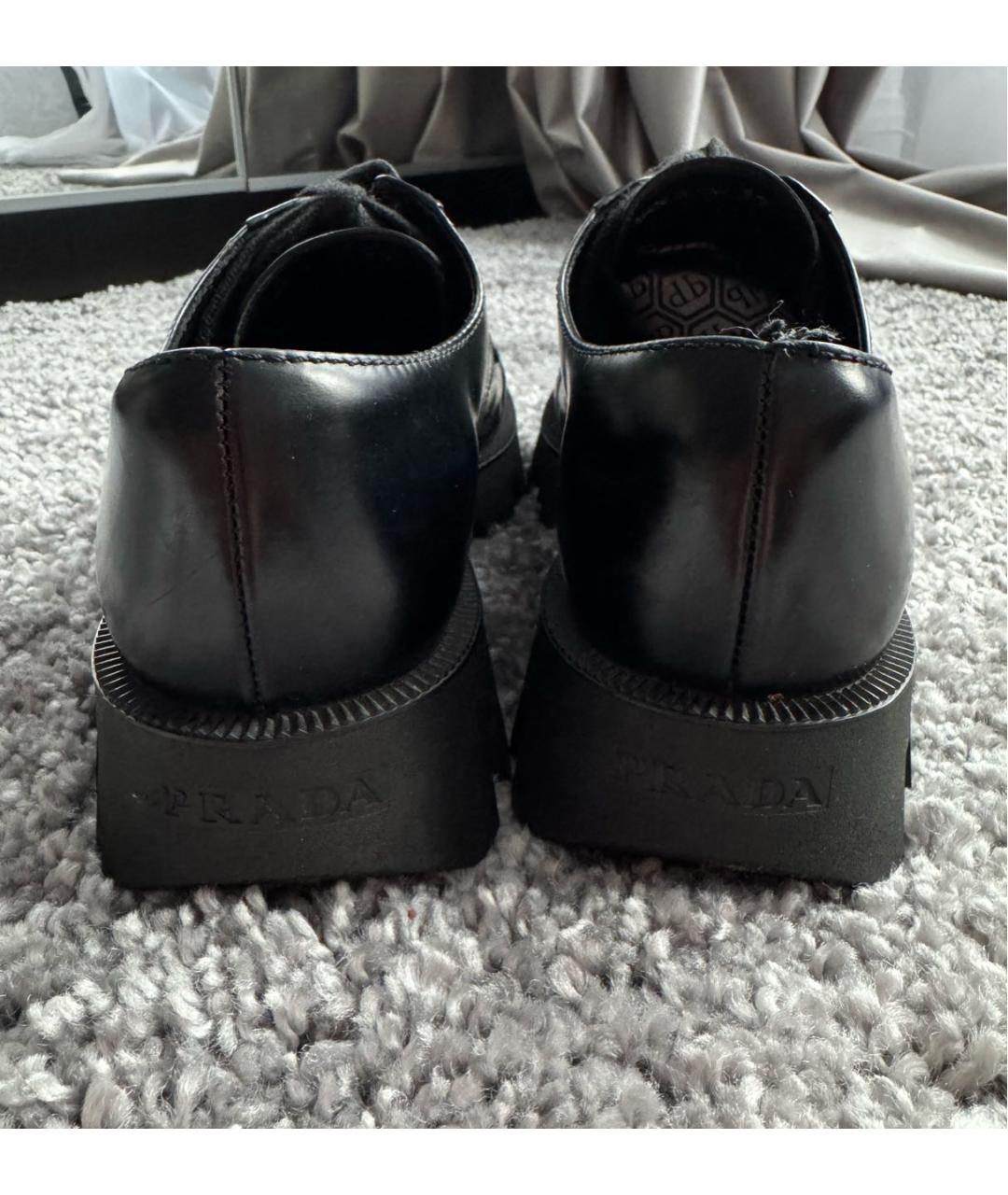PRADA Черные кожаные брогги и оксфорды, фото 4