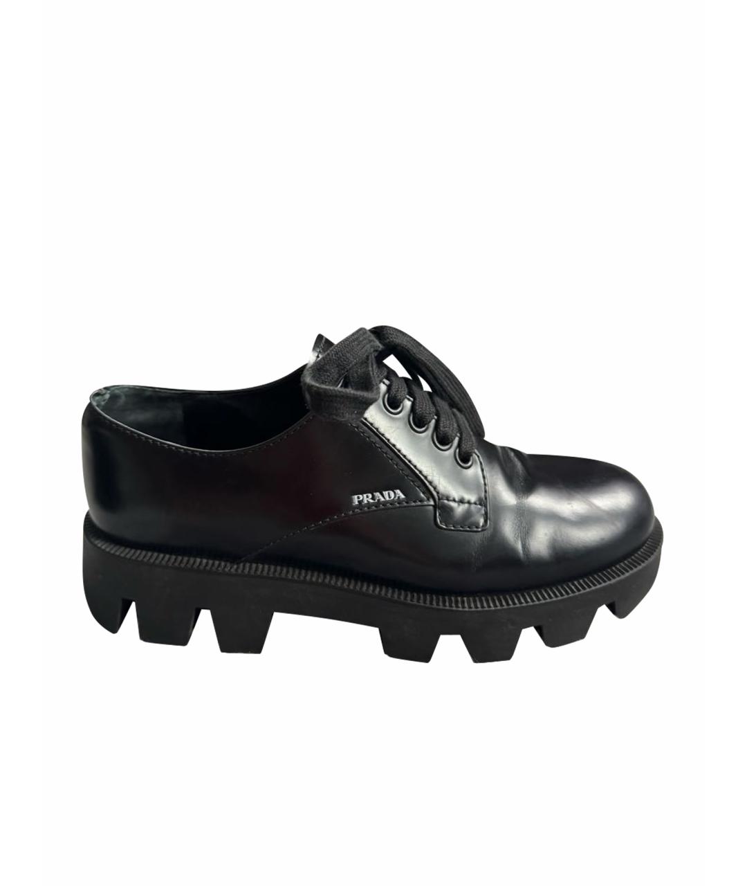PRADA Черные кожаные брогги и оксфорды, фото 1