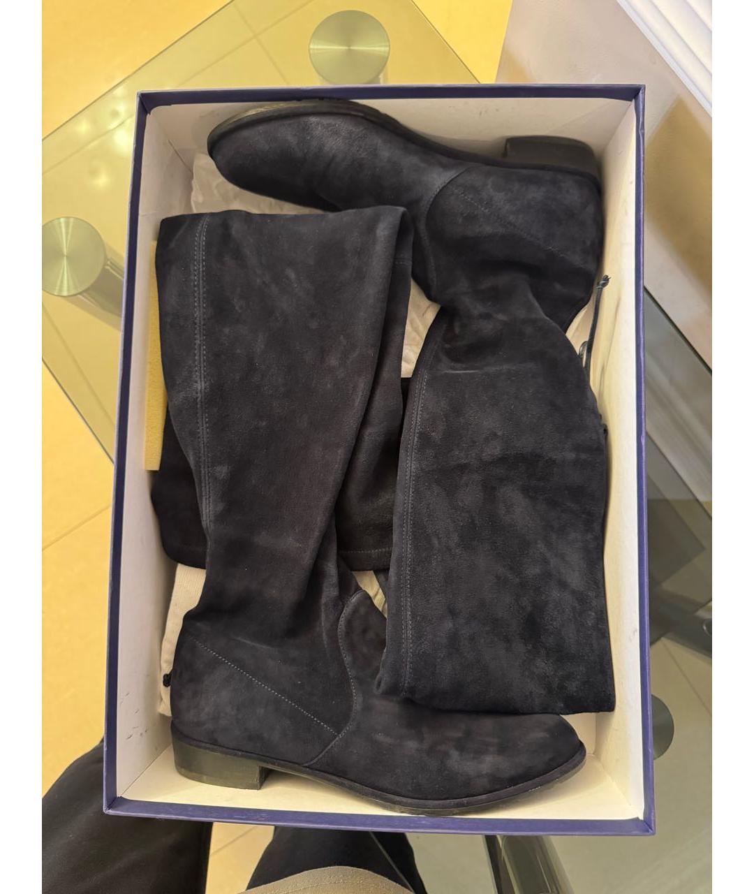 STUART WEITZMAN Темно-синие замшевые ботфорты, фото 8