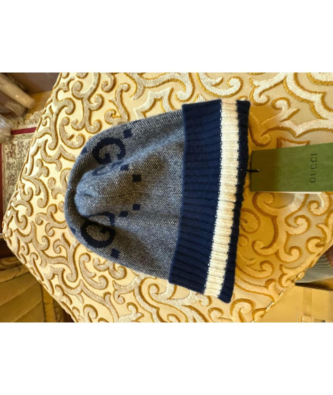 GUCCI Темно-синяя кашемировая шапка, фото 2