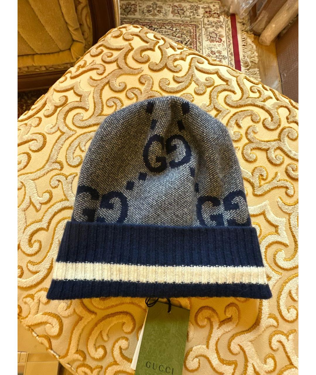 GUCCI Темно-синяя кашемировая шапка, фото 7