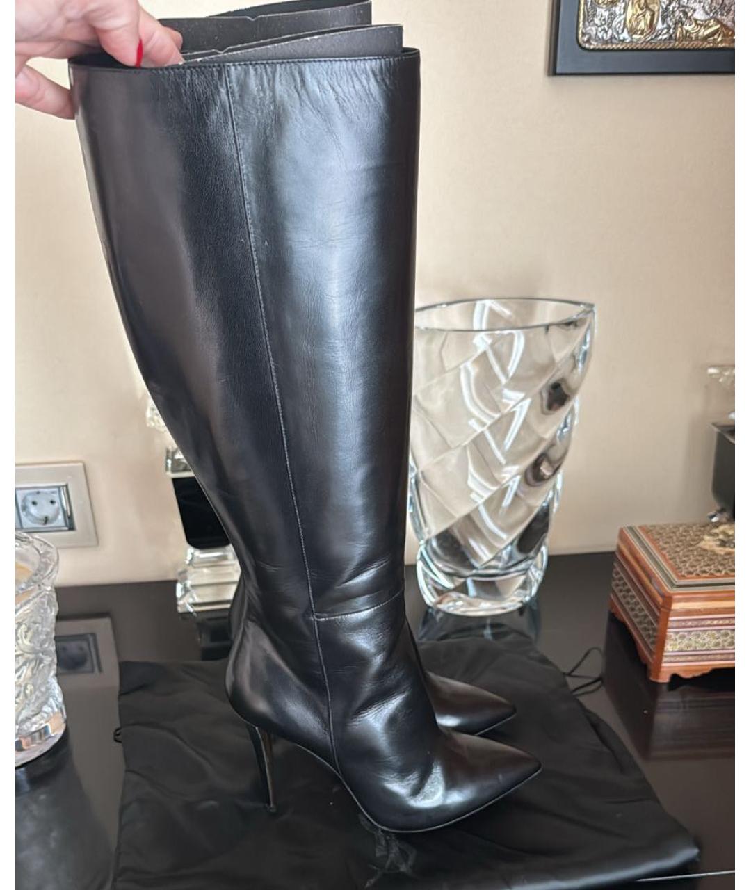 SAINT LAURENT Черные ботфорты из лакированной кожи, фото 5