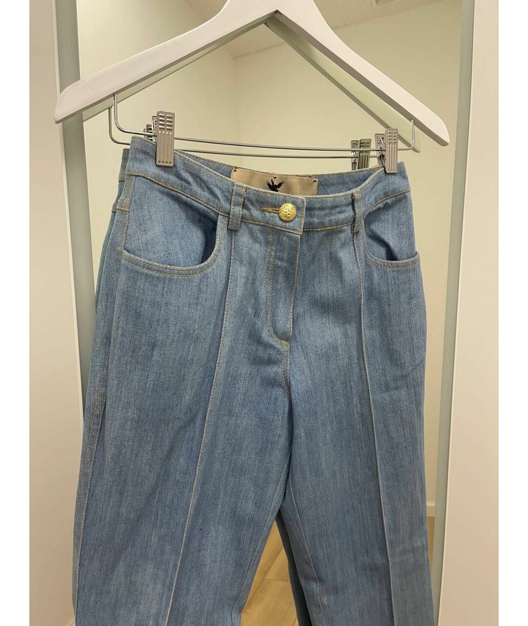 BOHEMIQUE Голубые хлопковые джинсы клеш, фото 6