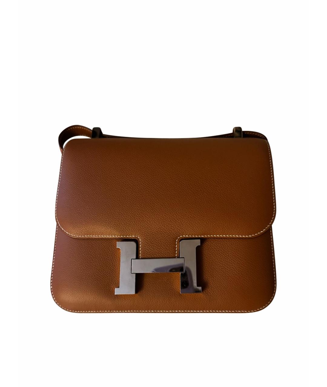 HERMES Коричневая кожаная сумка через плечо, фото 1