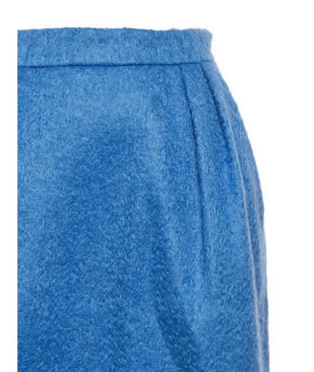 MAX MARA Синяя шерстяная юбка миди, фото 6