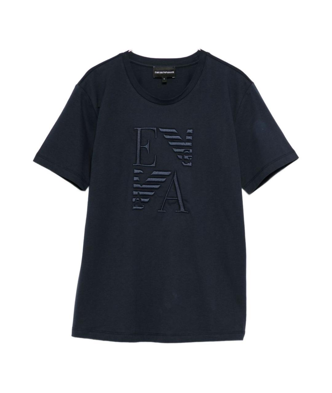 EMPORIO ARMANI Синяя хлопковая футболка, фото 1