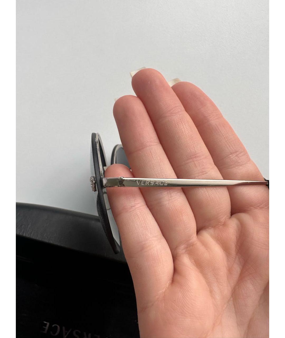 VERSACE Антрацитовые металлические солнцезащитные очки, фото 8
