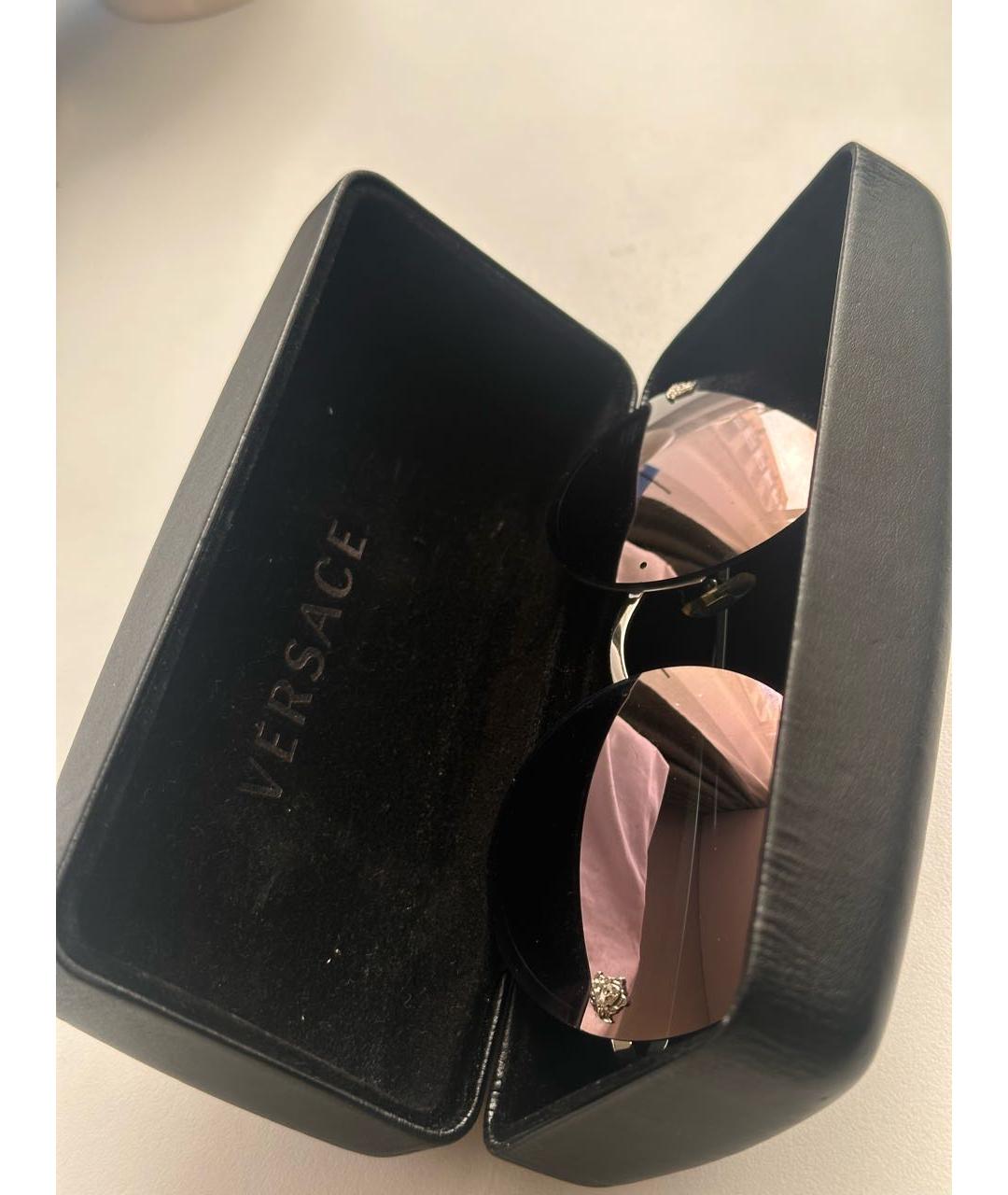 VERSACE Антрацитовые металлические солнцезащитные очки, фото 4