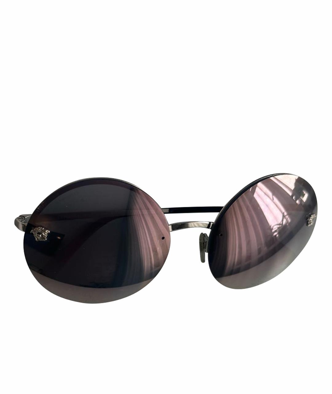 VERSACE Антрацитовые металлические солнцезащитные очки, фото 1