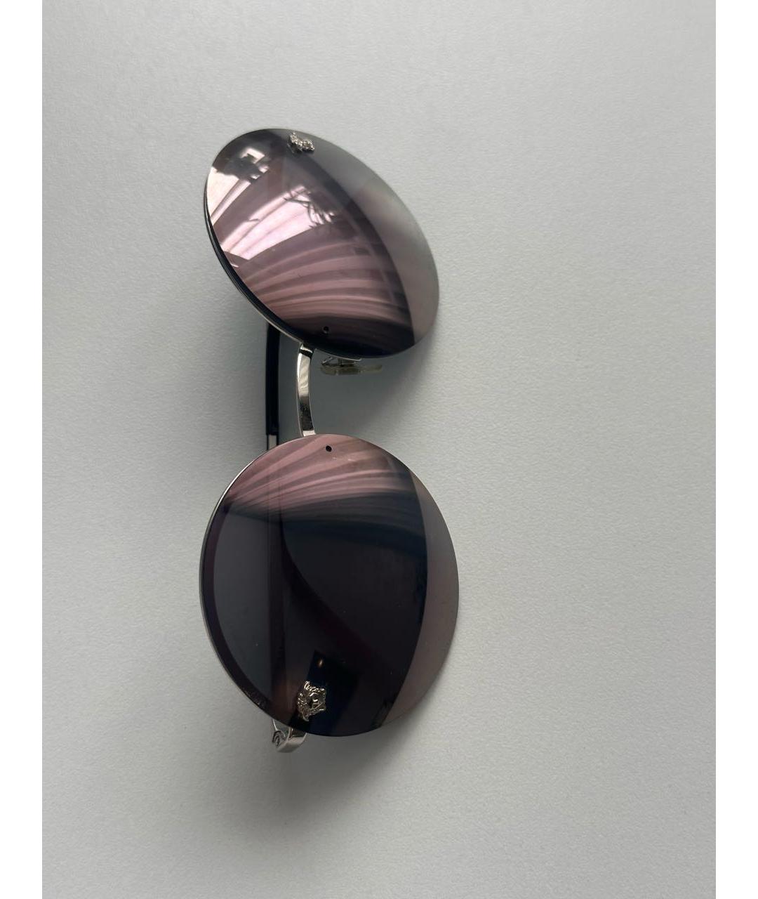 VERSACE Антрацитовые металлические солнцезащитные очки, фото 9