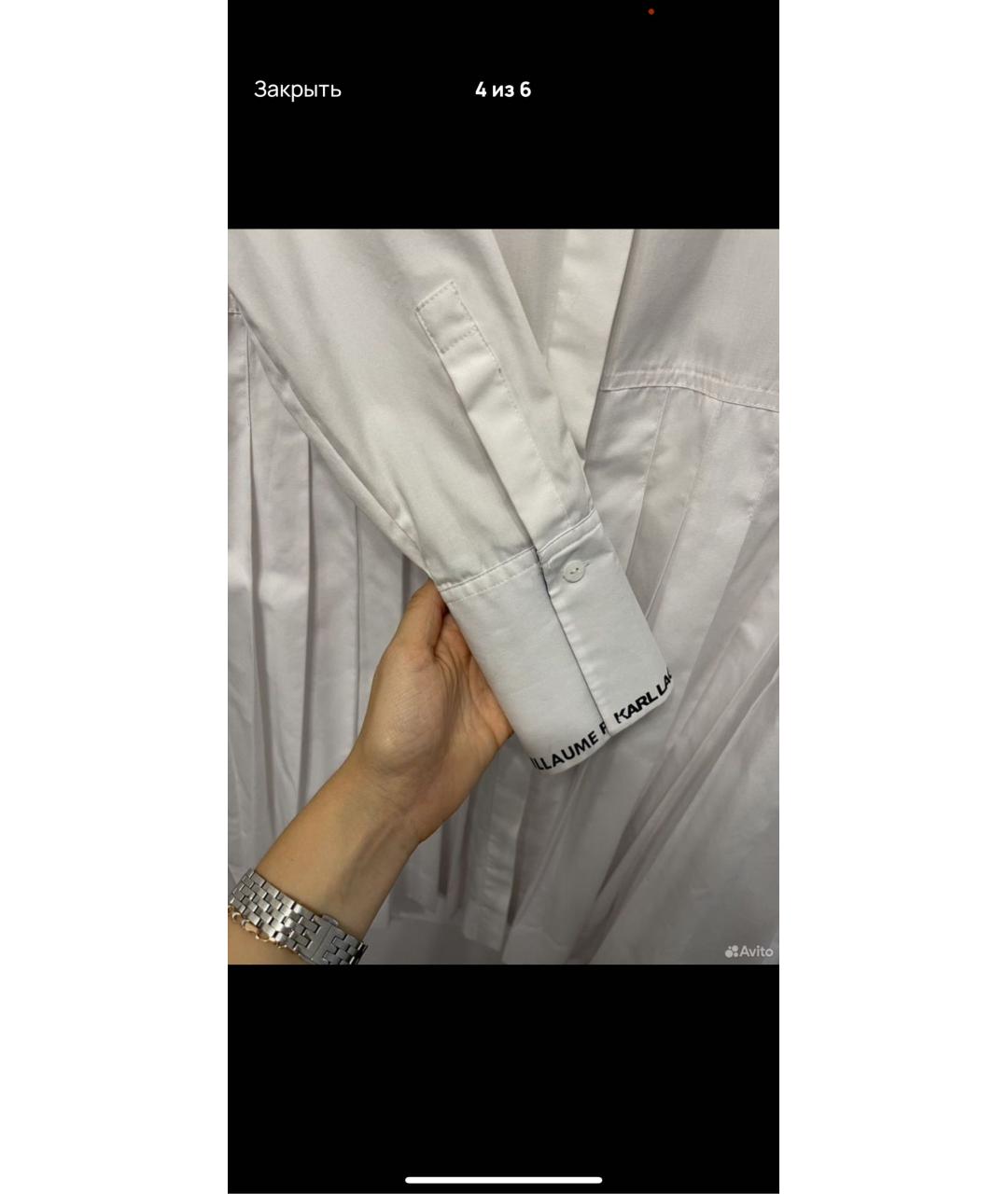 KARL LAGERFELD Белое хлопковое повседневное платье, фото 4