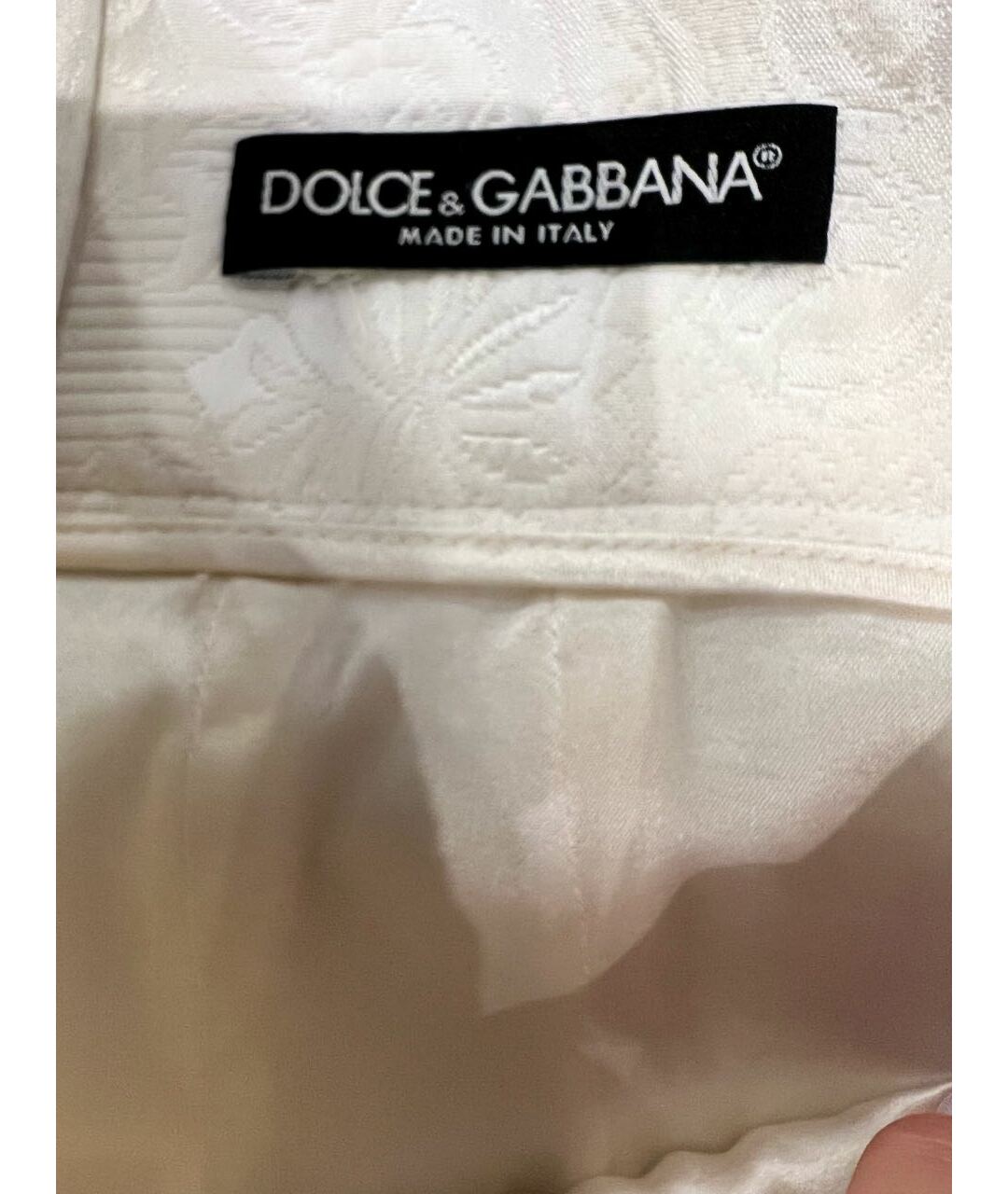 DOLCE&GABBANA Белая шелковая юбка миди, фото 3