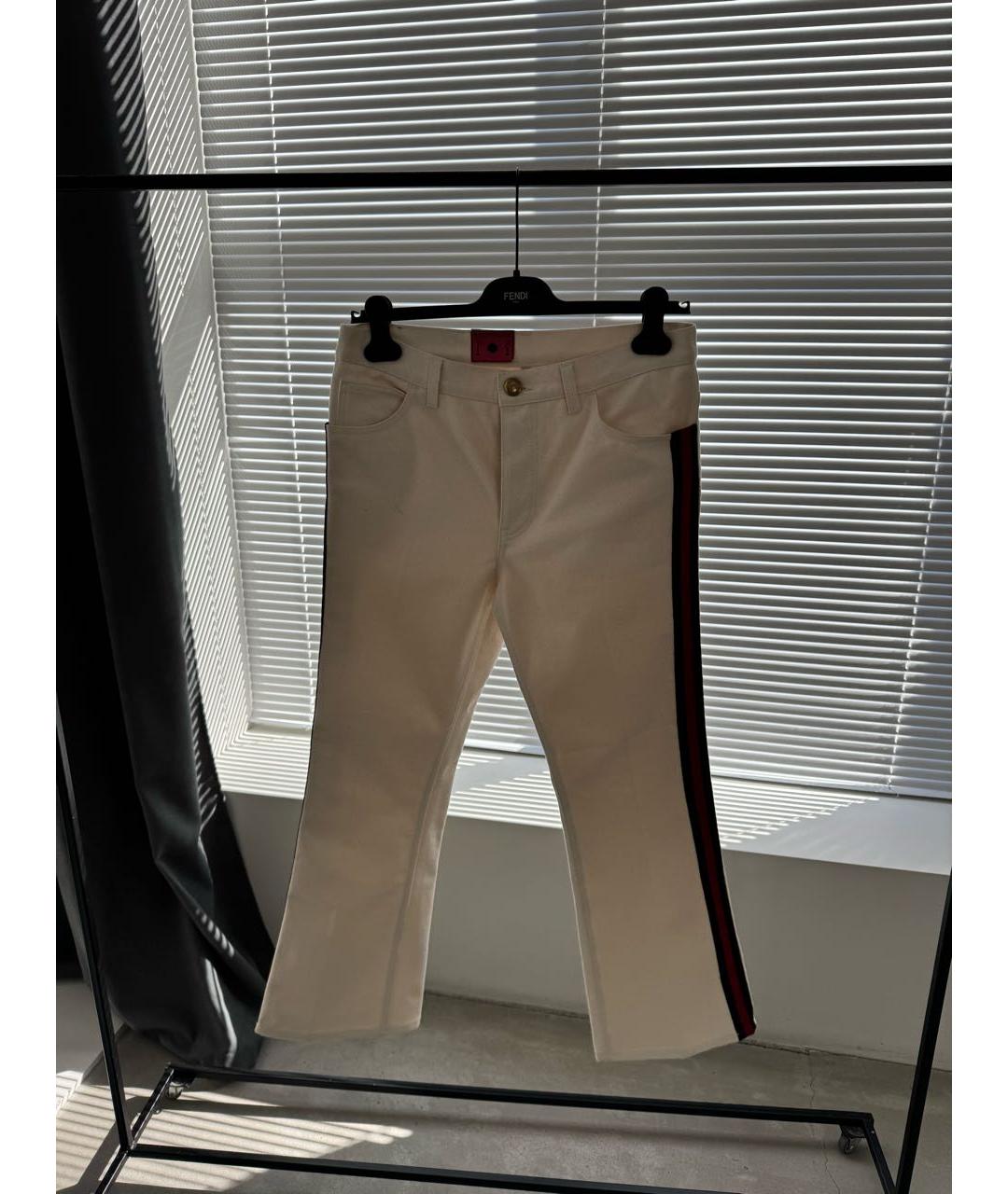 GUCCI Бежевые хлопковые прямые джинсы, фото 7