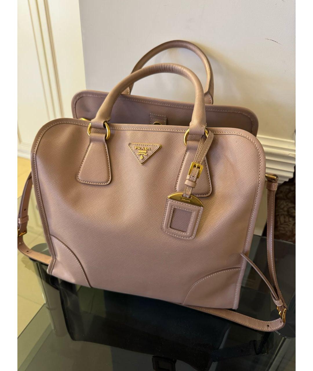 PRADA Бежевая кожаная сумка тоут, фото 9