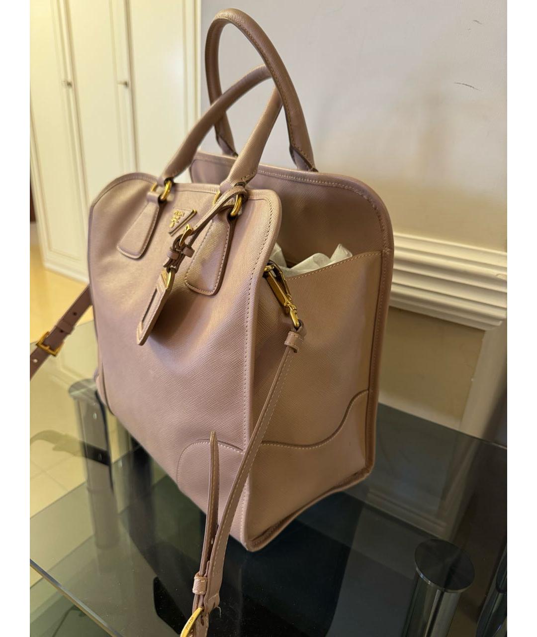 PRADA Бежевая кожаная сумка тоут, фото 2