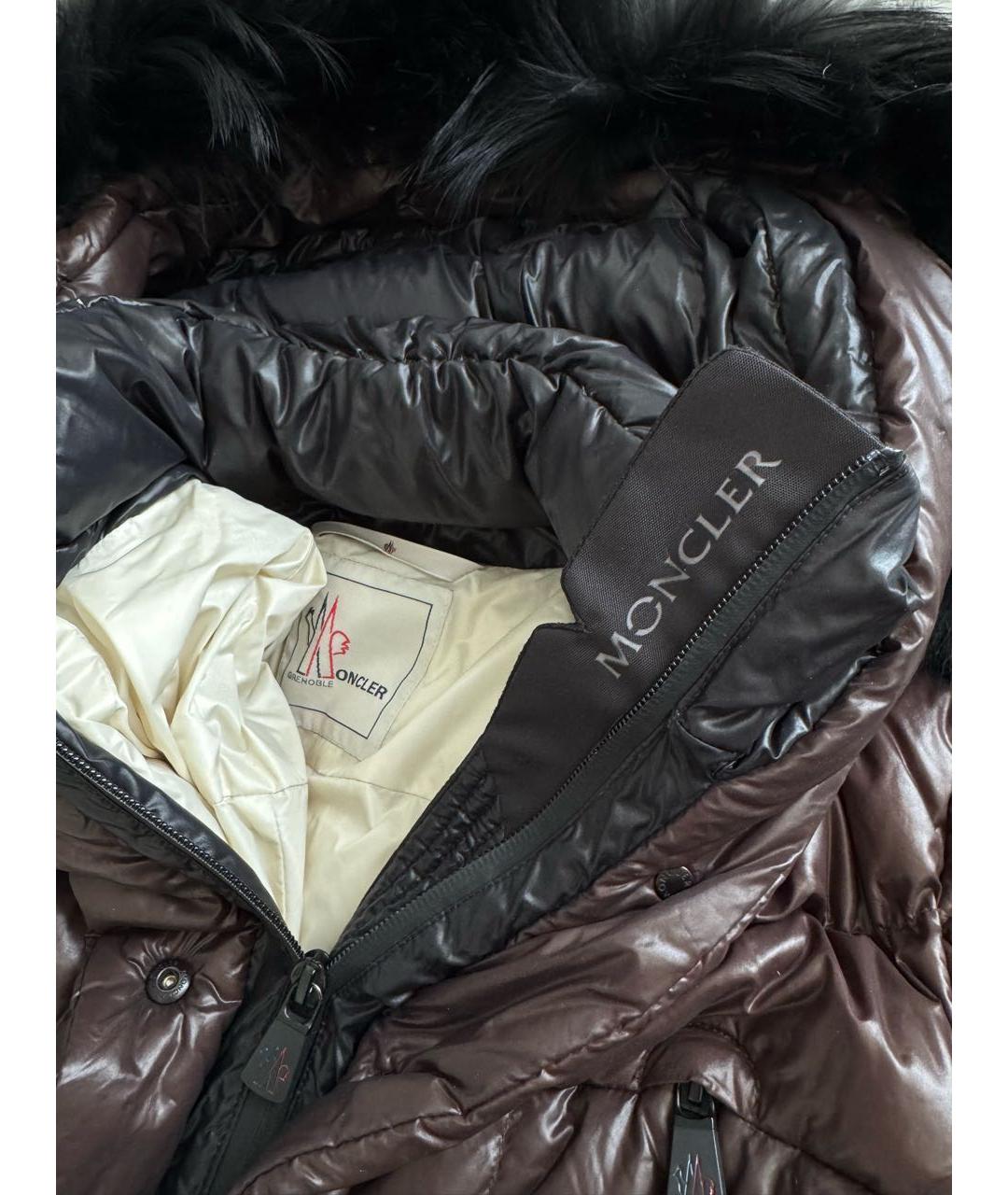 MONCLER GRENOBLE Коричневый полиамидовый пуховик, фото 4